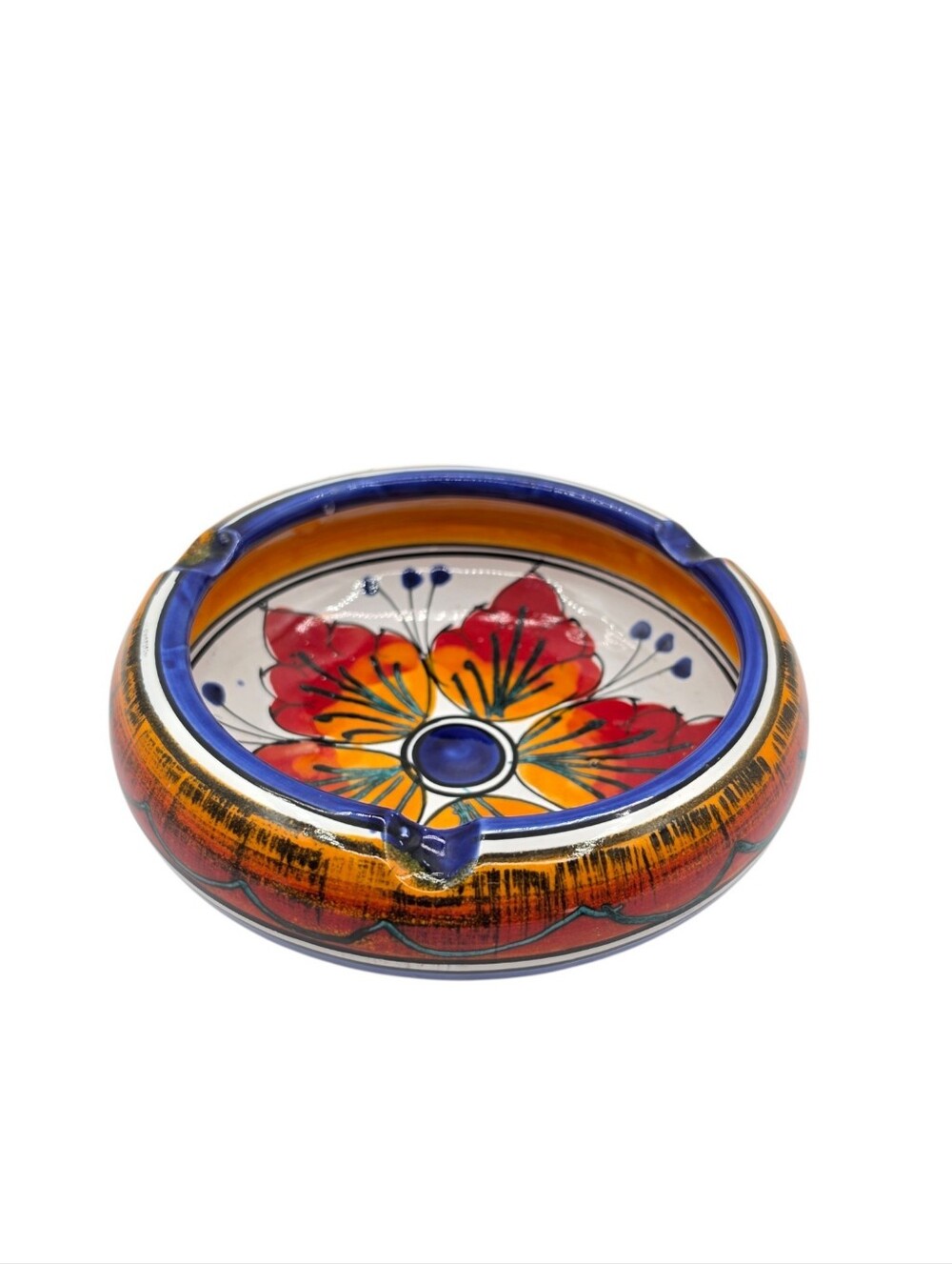 Hand-painted ceramic bowl with floral designSicilia Pottery Ashtray Bowl 5.5"